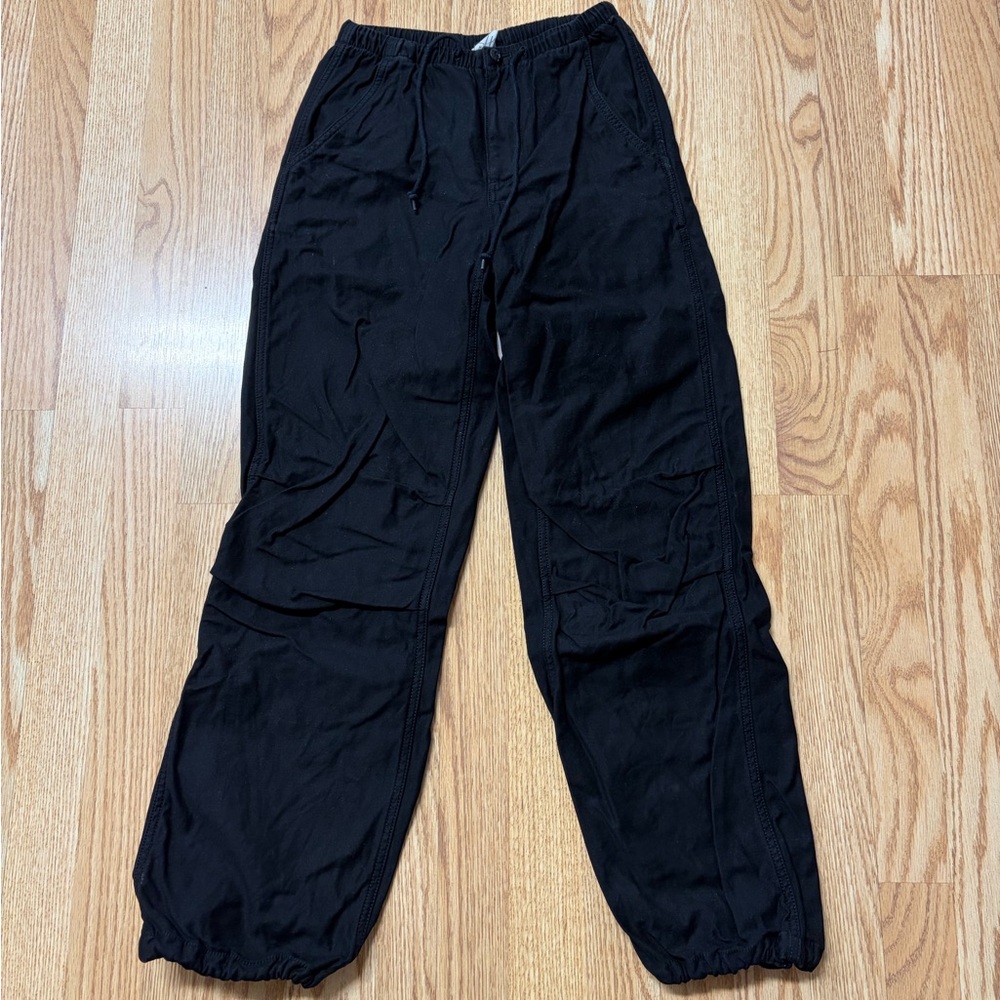 TNA Black Elastic Waist Cargo pants with Drawstring